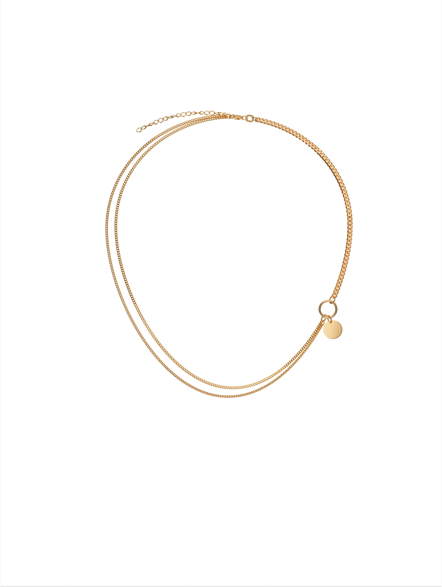 Колье из красного золота «Двойная Гурмета с диском»